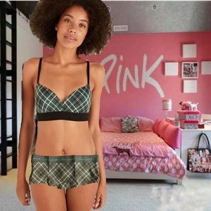 Victoria’s Secret Pink Wear Everywhere Wireless Push-up Bra & Logo Boyshort NWT
